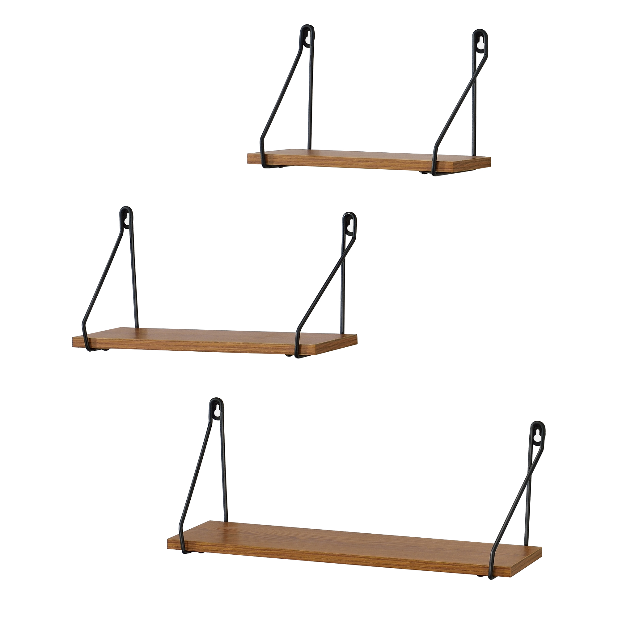 Set 3 rafturi de perete Randers, maro închis, stil industrial