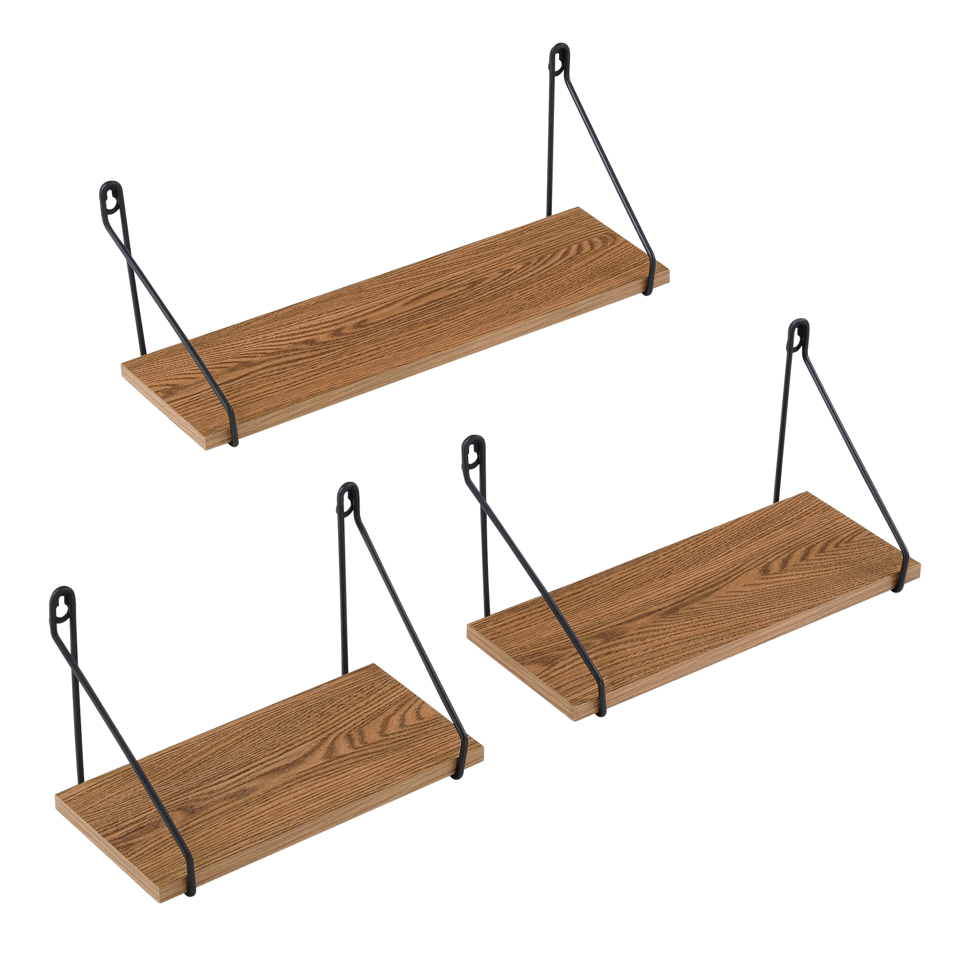 Set 3 rafturi de perete Randers, maro închis, stil industrial