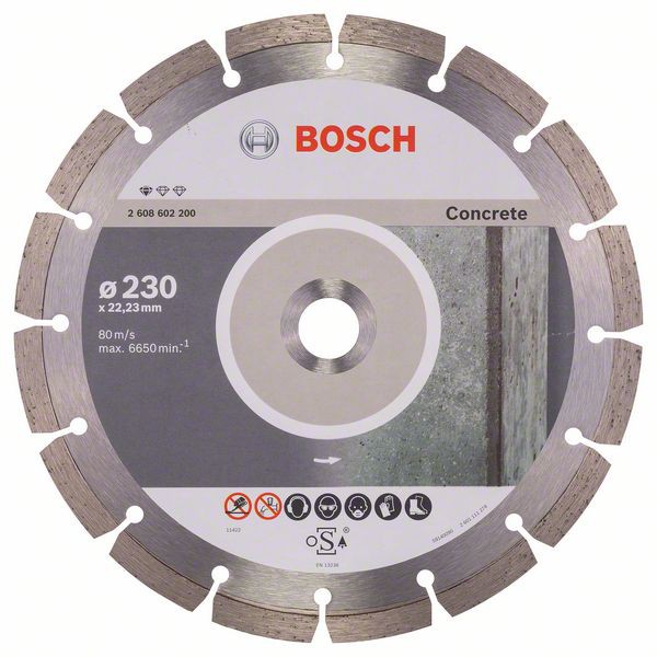 Disc diamantat Bosch Standard for Concrete 230 mm pentru beton, 22,23 mm