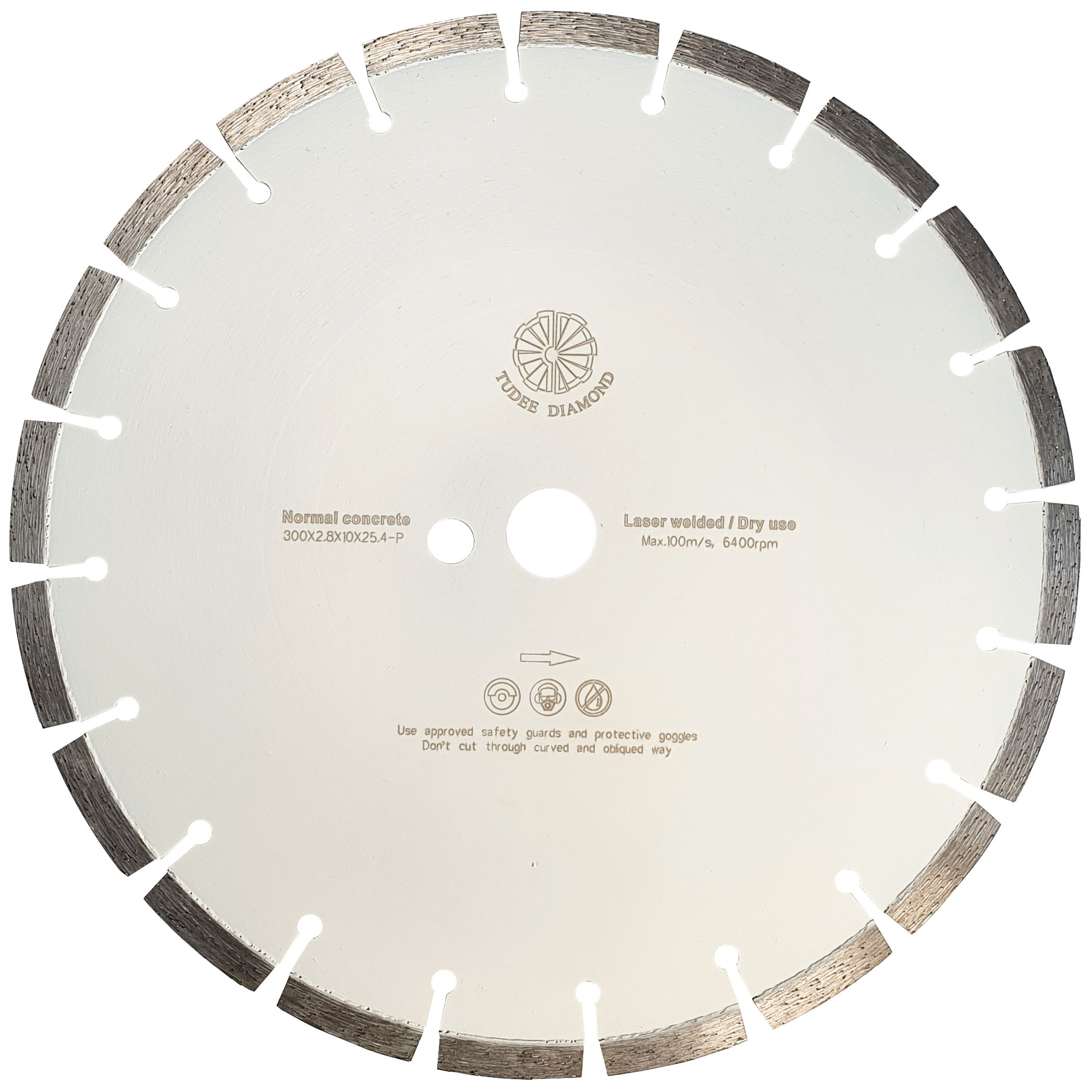Disc diamantat segmentat pentru debitare beton 300x25,4x10x2,8 mm Tudee