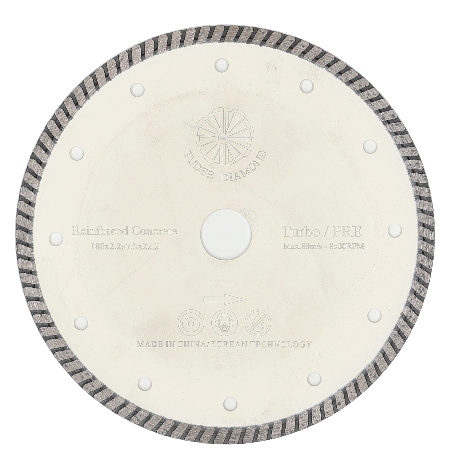 Disc diamantat premium pentru beton armat 180x22,2 mm, segment turbo