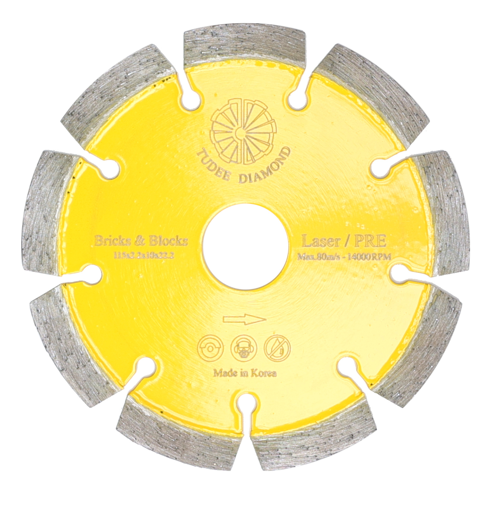 Disc diamantat segmentat premium 115 mm pentru materiale de constructii