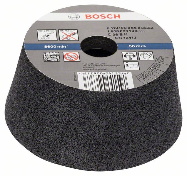 Piatră oală Bosch 110 mm, granulație 36, pentru șlefuire și finisare