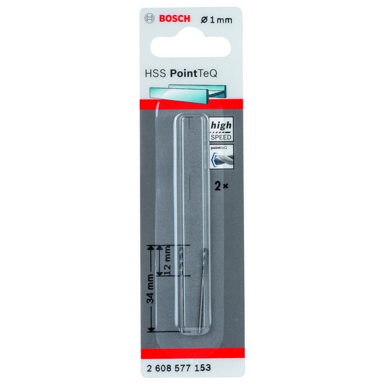 Set 2 burghie spiral Bosch HSS PointTeQ 1x12 mm pentru metal