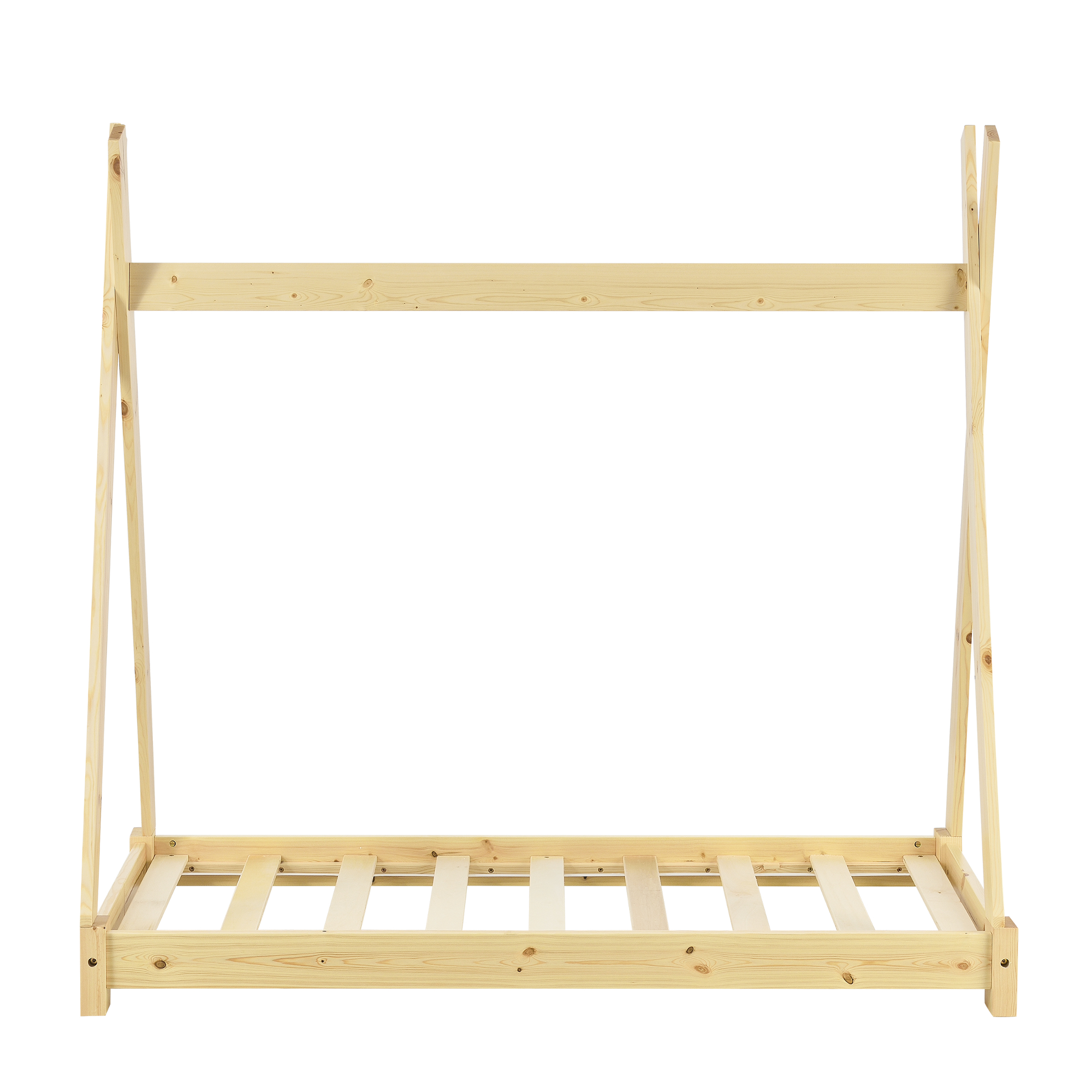 Pat pentru copii Onejda tip cort din lemn natur 70x140 cm