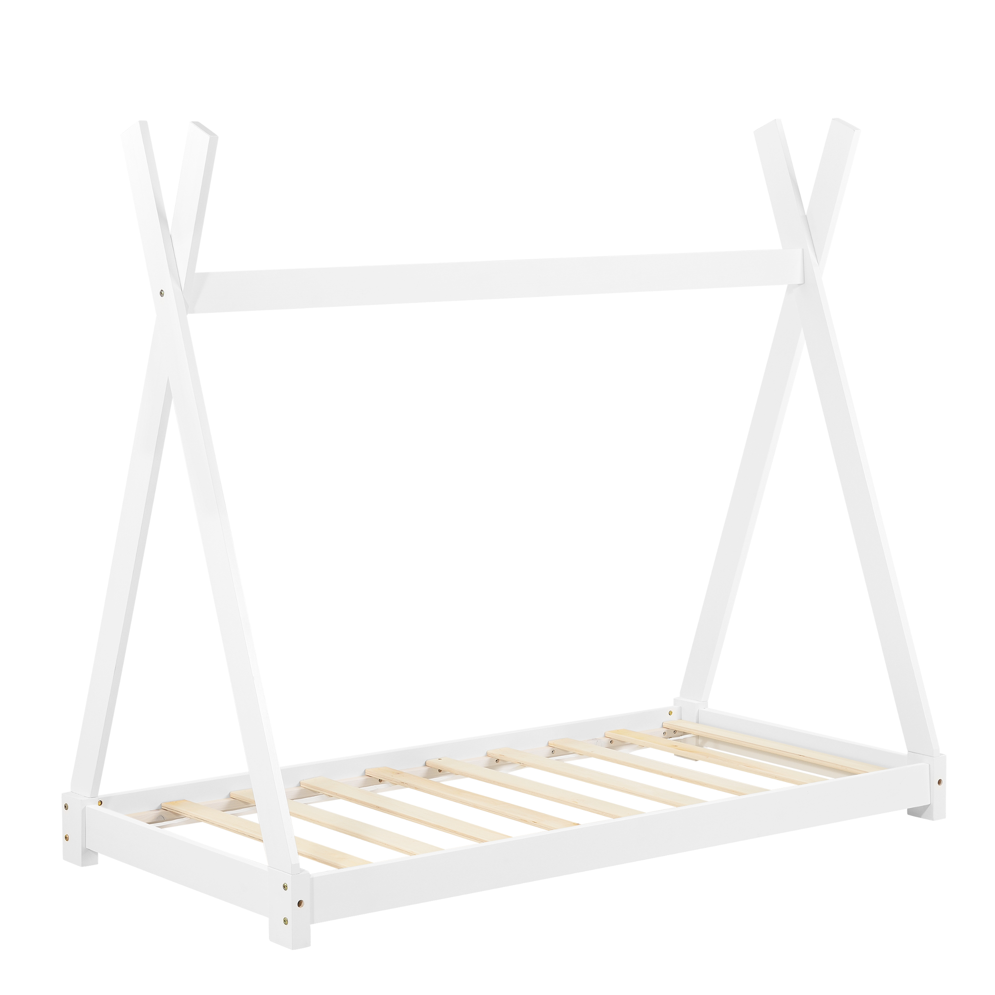 Pat copii Tipi Onejda, alb mat, din lemn de pin, 80x160 cm