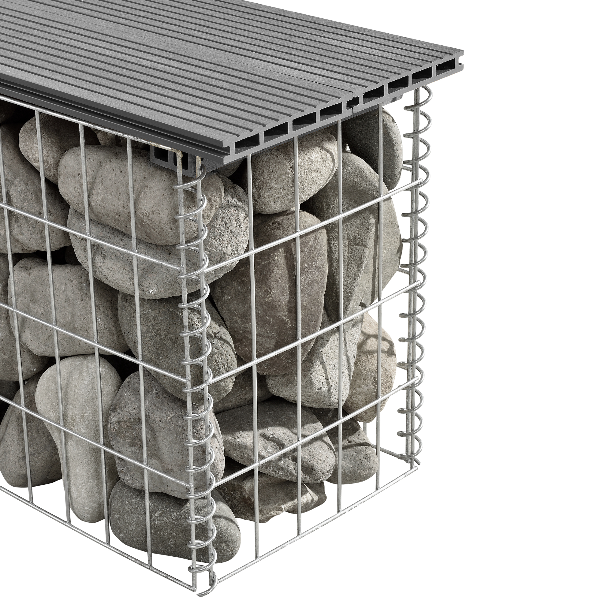 Bancă gabion pentru grădină cu șezut WPC gri 100x30x45 cm pro.tec