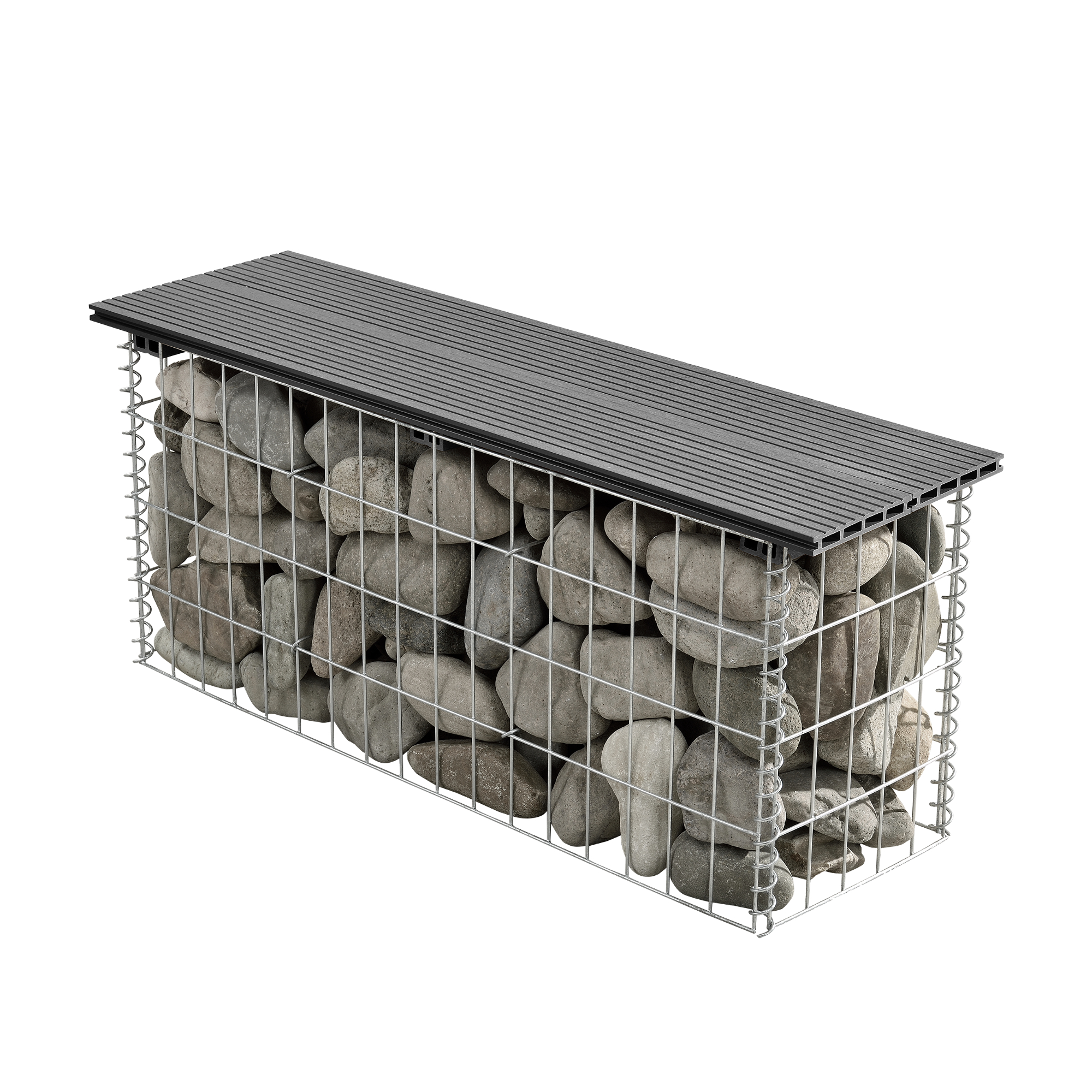 Bancă gabion pentru grădină cu șezut WPC gri 100x30x45 cm pro.tec