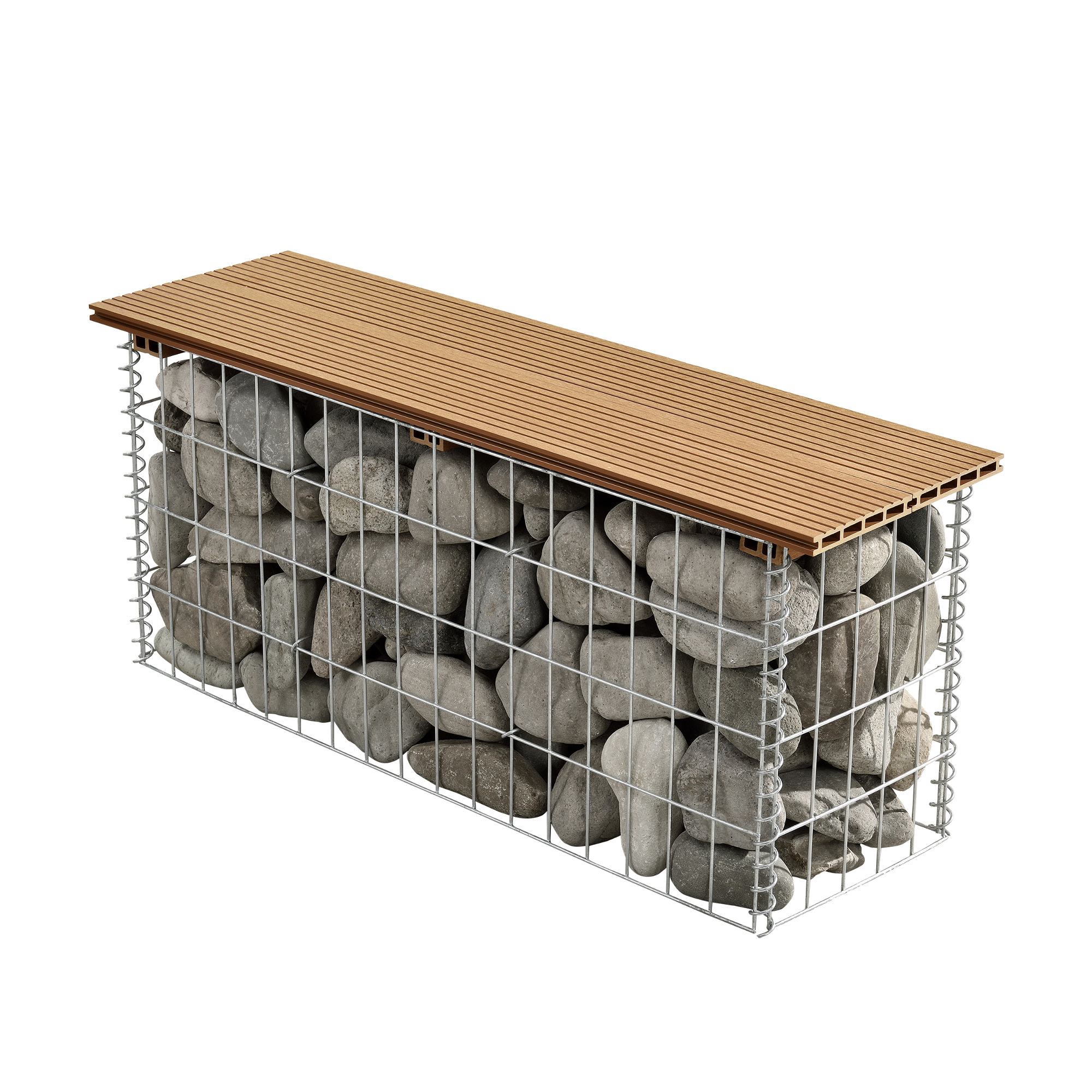 Bancă gabion din WPC, aspect teak, 100x30x45 cm, pro.tec