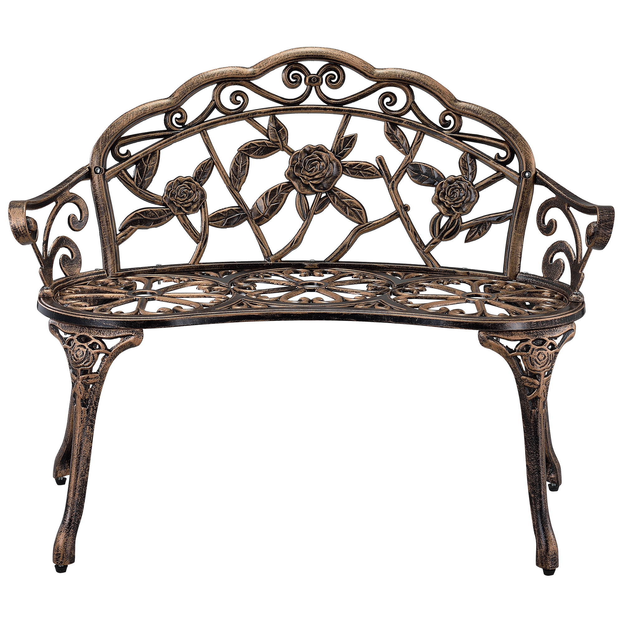 Bancă de grădină Monfalcone din fontă, design antic, bronz