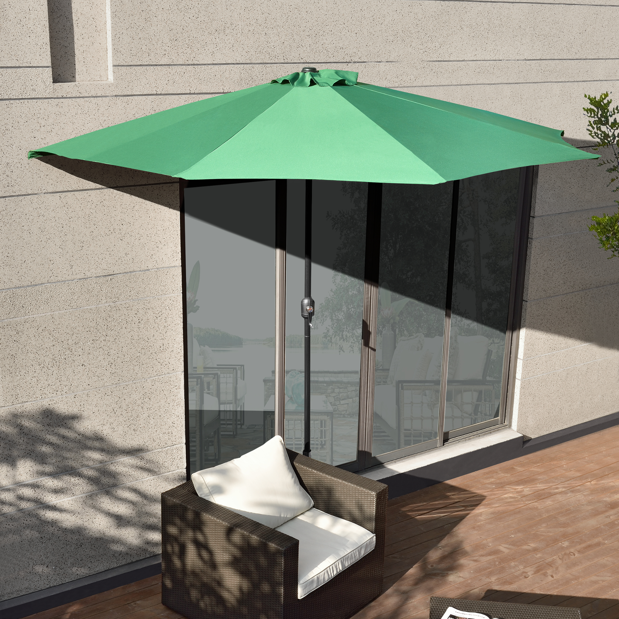 Semiumbrelă de balcon verde 300 cm Eger, semirotundă, protecție UV
