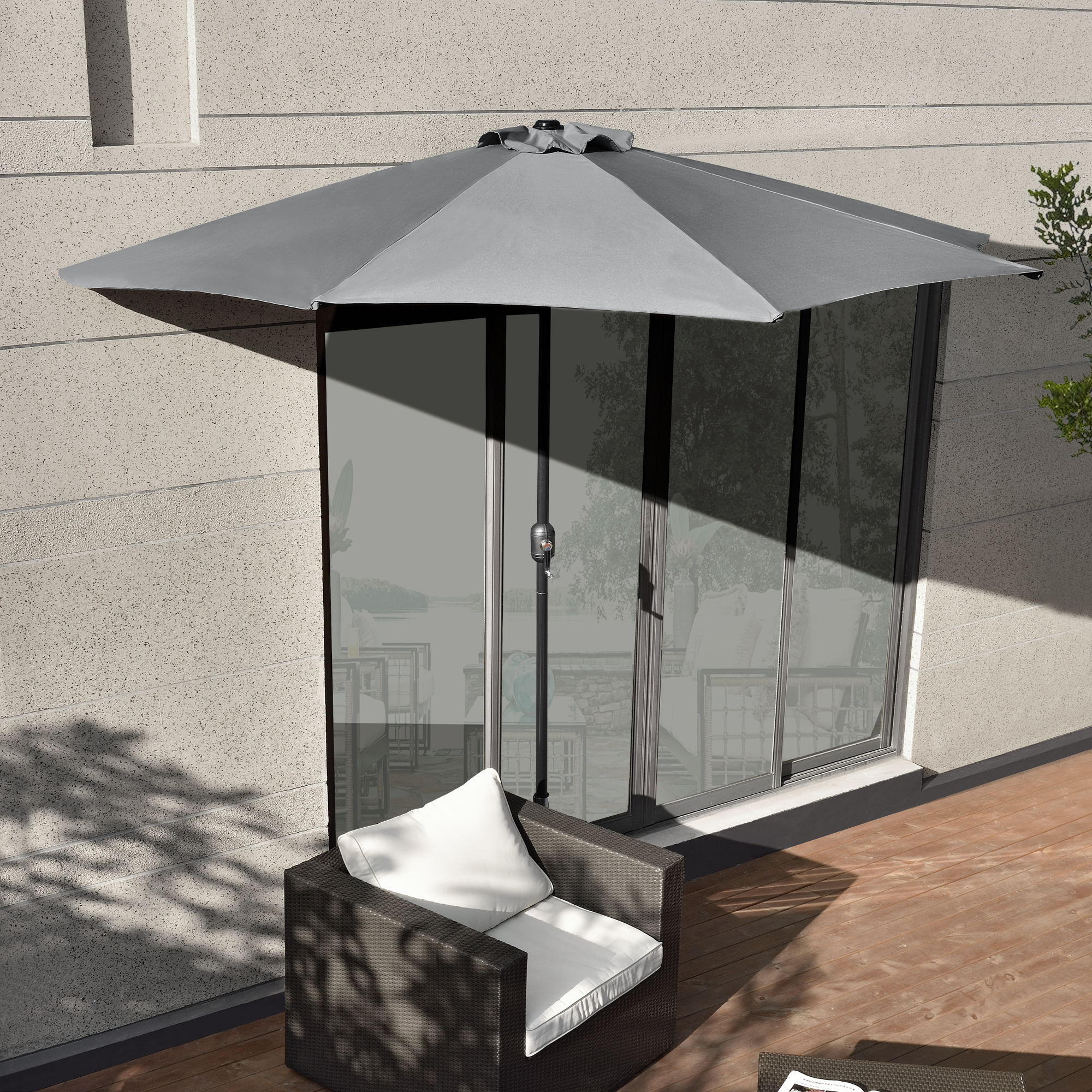 Umbrelă semirotundă pentru balcon Eger 300 cm, gri, UV20