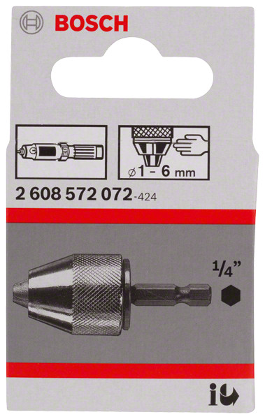 Mandrină rapidă Bosch 1-6 mm cu adaptor hexagonal 1/4