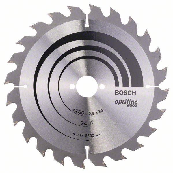 Panza circulara Bosch Optiline Wood pentru lemn, 230x30x2,8 mm, 24 dinti