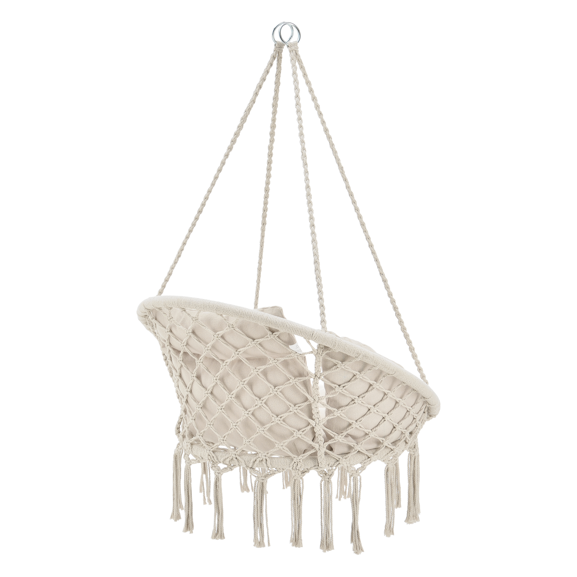 Scaun suspendat Kailua crem cu perne, pentru interior si exterior, 150 kg