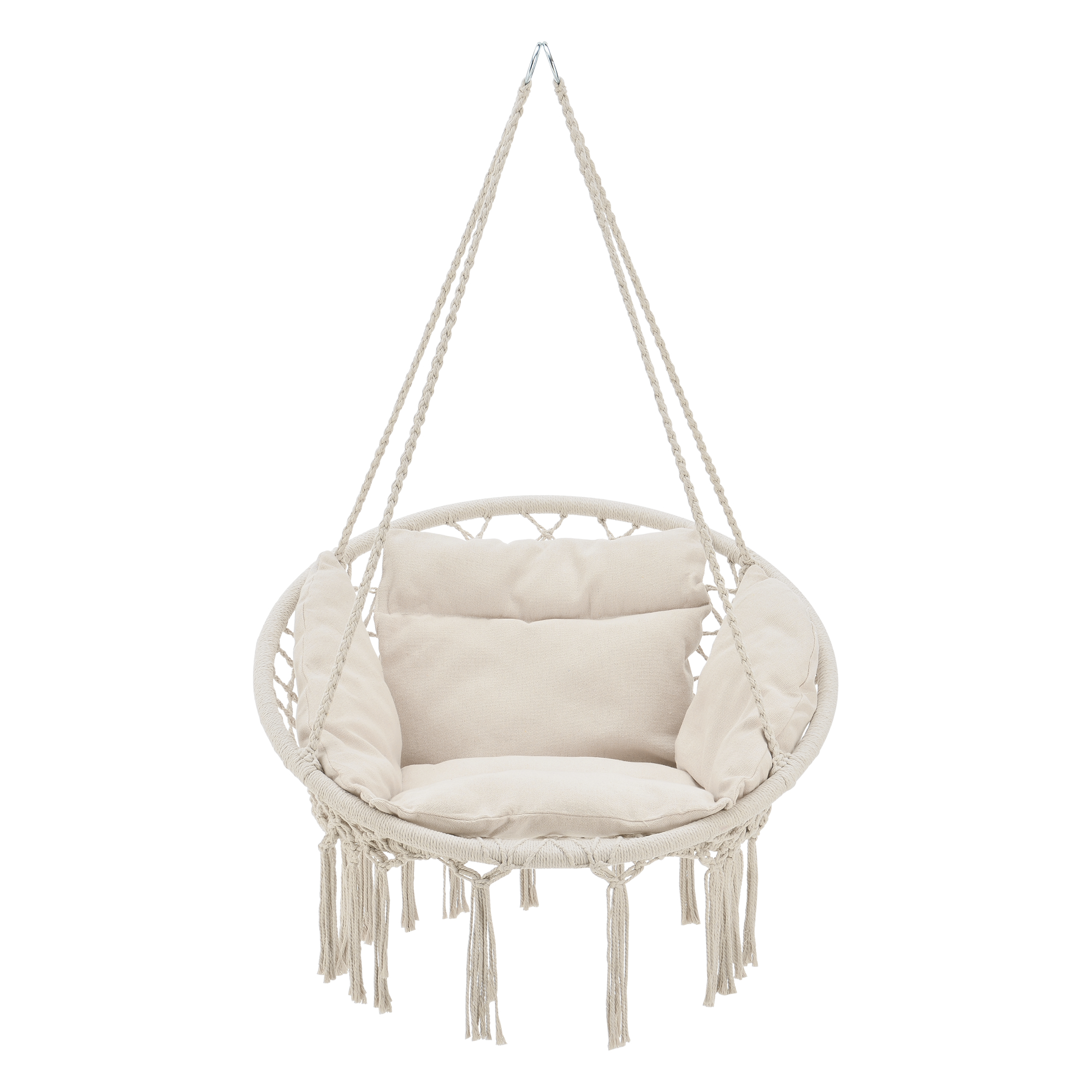 Scaun suspendat Kailua crem cu perne, pentru interior si exterior, 150 kg