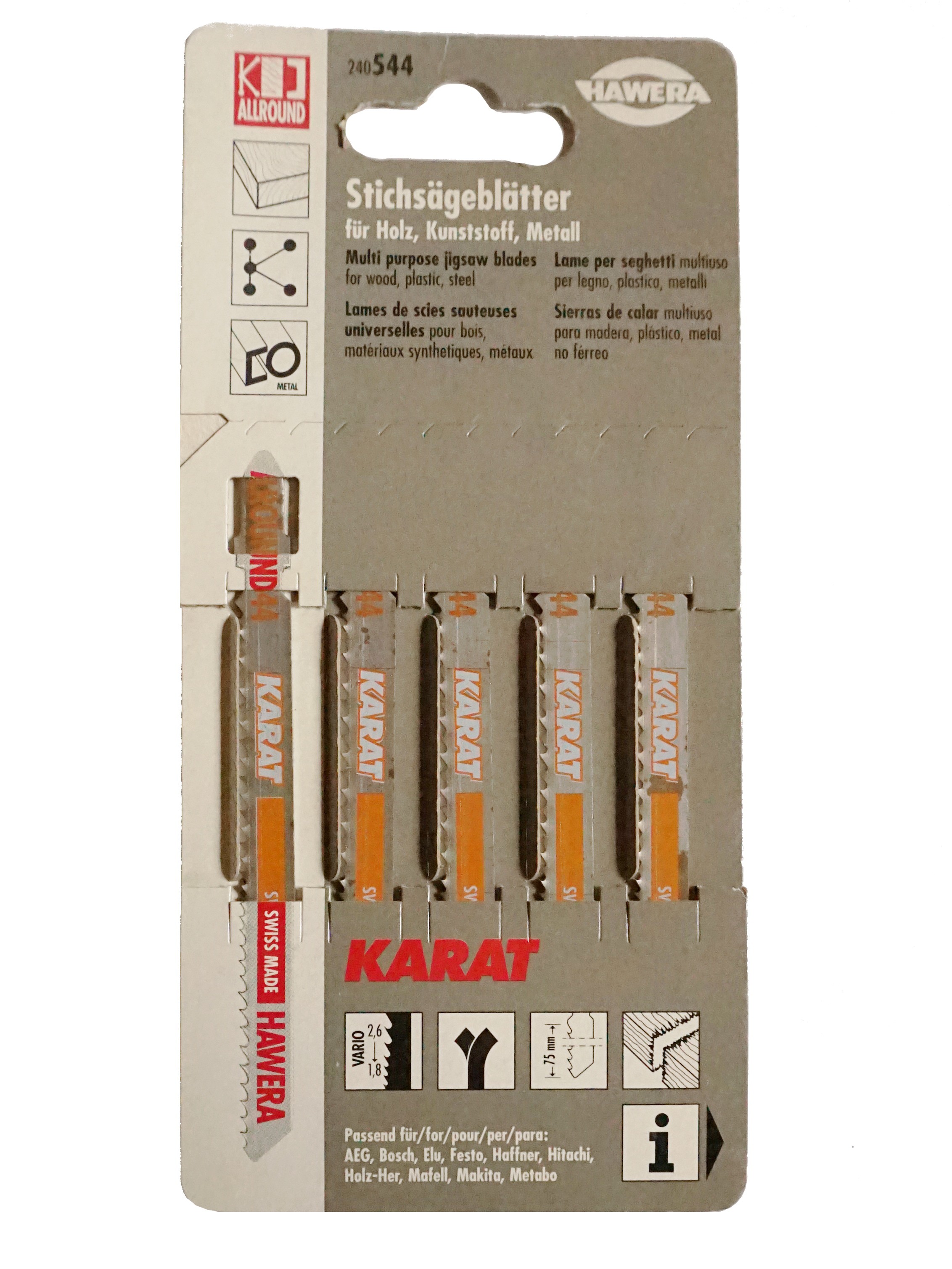 Set 5 pânze pendular Hawera 544 KARAT pentru lemn, metal și plastic 100x75 mm