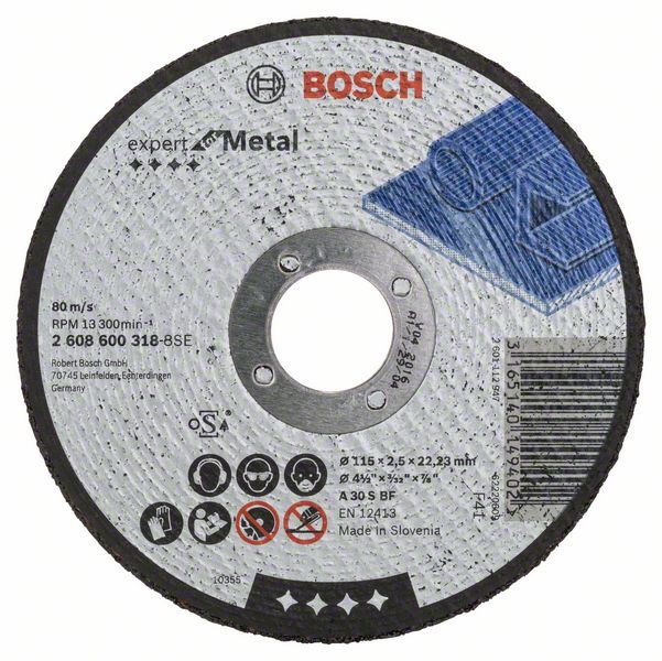 Disc de tăiere Bosch Expert for Metal 115 x 2,5 mm pentru metal