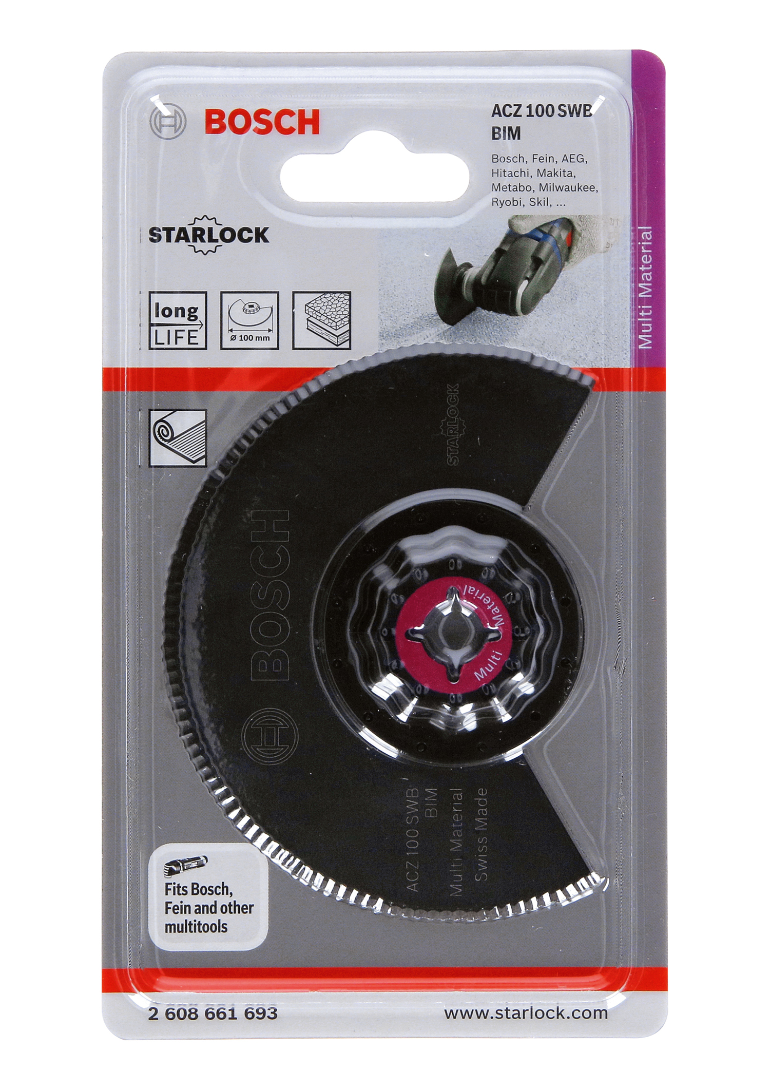 Cuțit segmentat Bosch Starlock BIM ACZ100SWB multimaterial, 100 mm