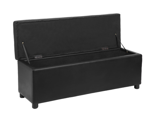 Banchetă cu spațiu de depozitare Bukit, piele ecologică, negru