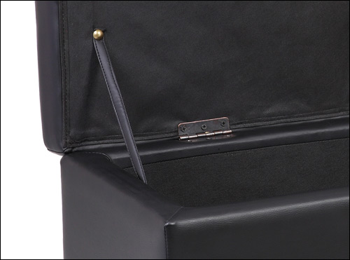 Banchetă cu spațiu de depozitare Bukit, piele ecologică, negru