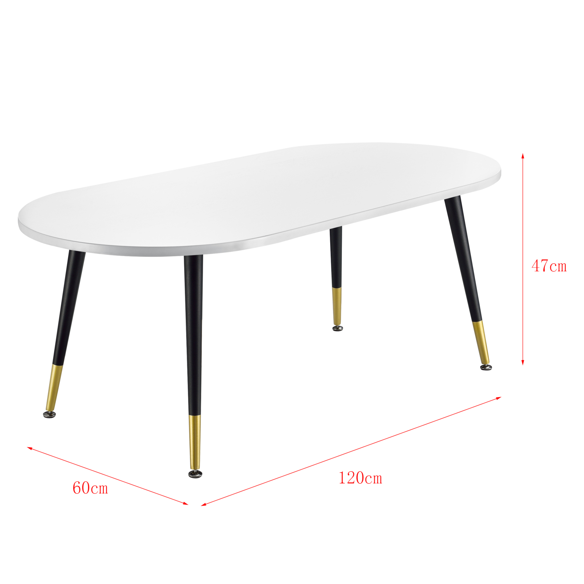 Masă de cafea Fontana 120x60 cm, alb mat, cu picioare metalice