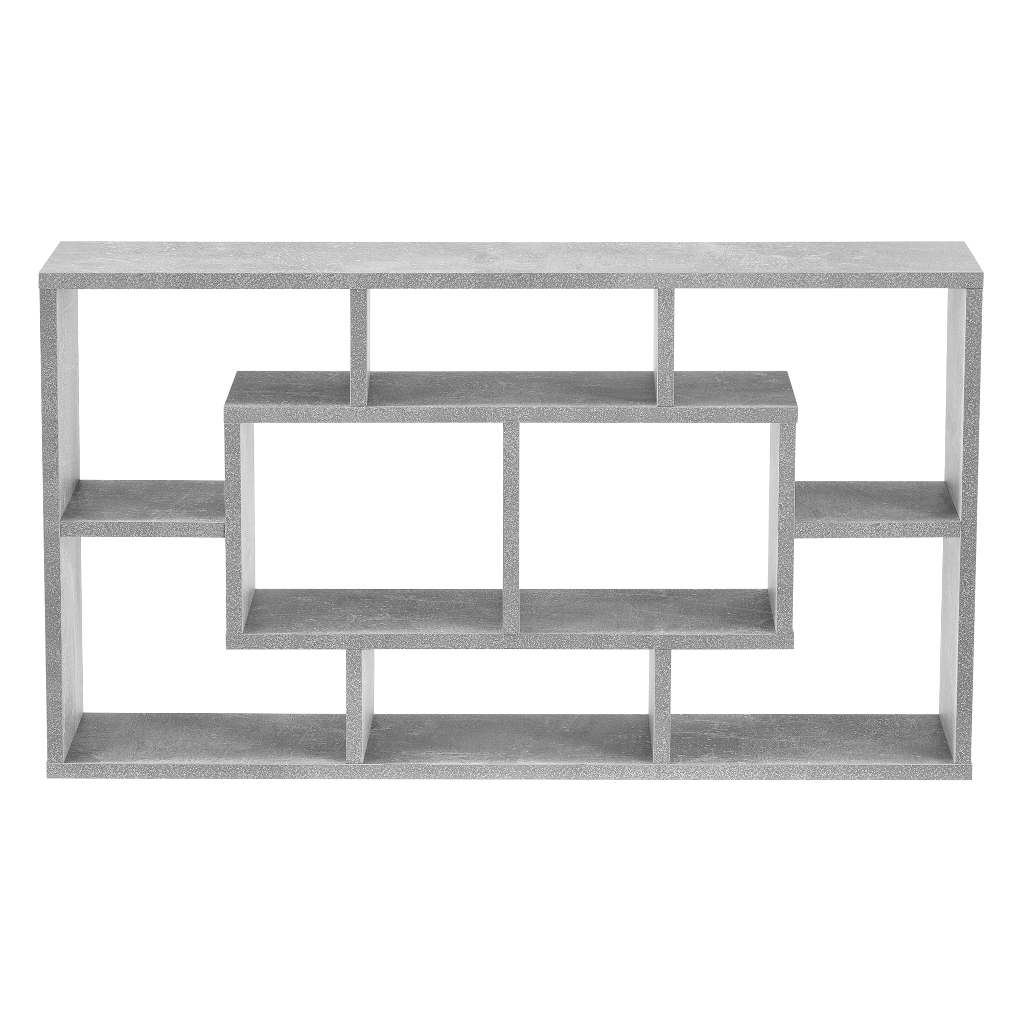 Raft de perete Saputit 85x16x48 cm, gri beton, 8 polițe, en.casa