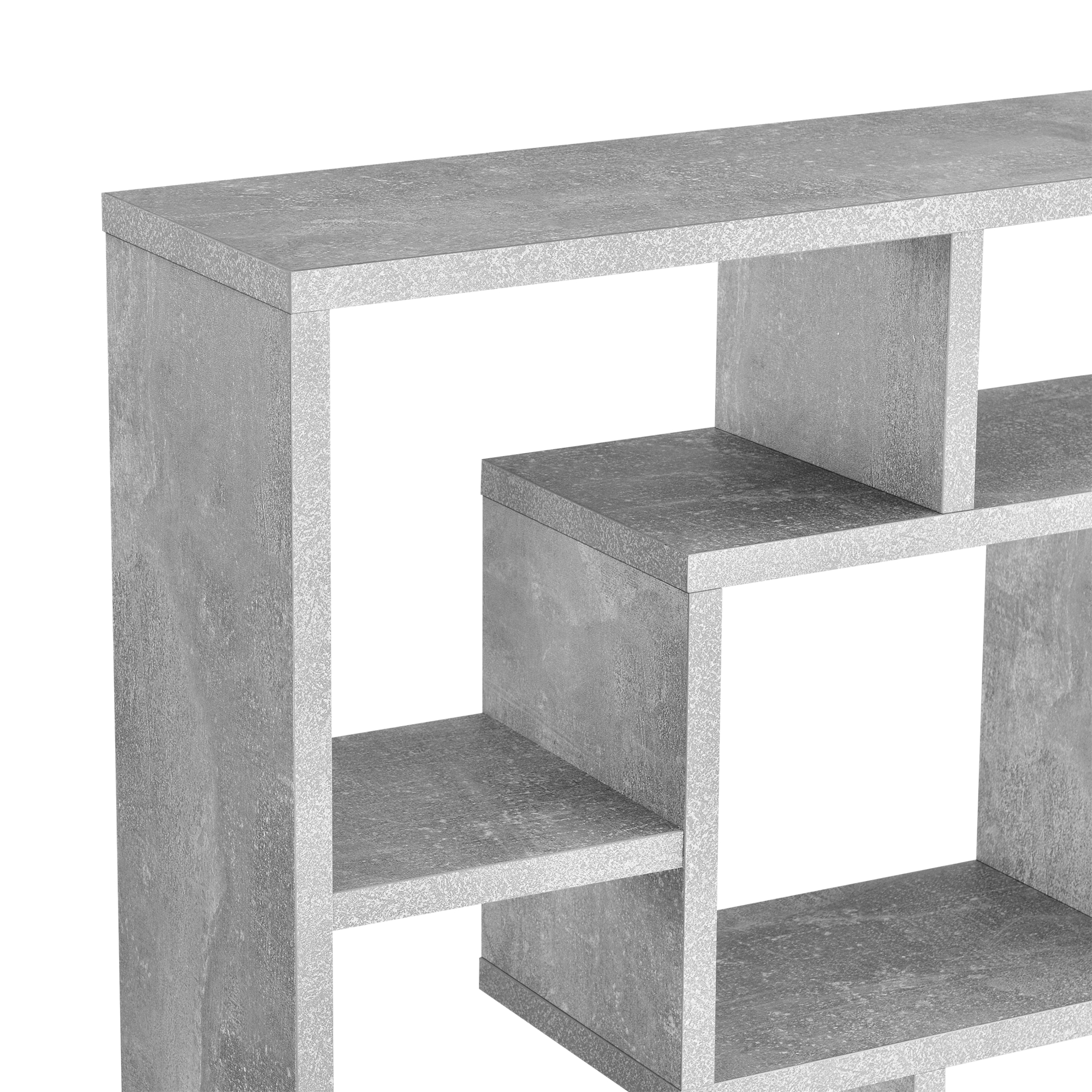 Raft de perete Saputit 85x16x48 cm, gri beton, 8 polițe, en.casa