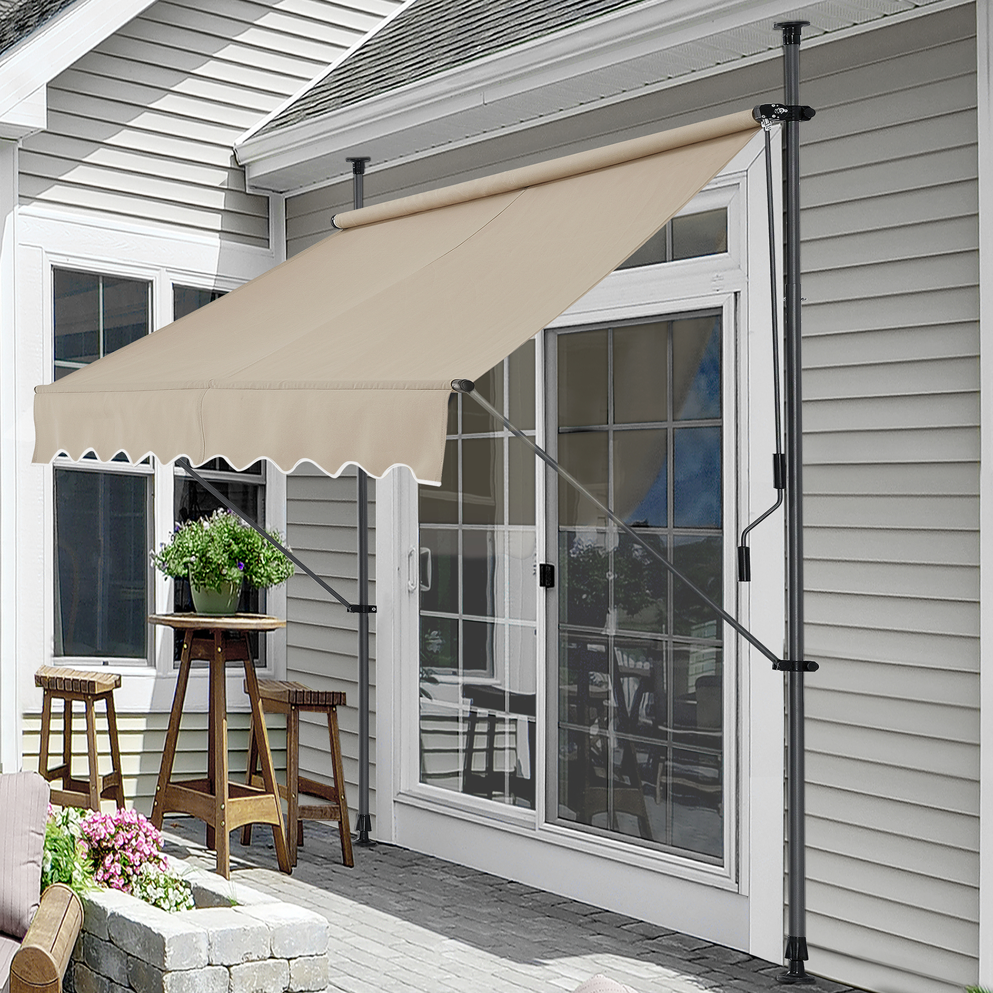 Marchiză cu prindere Stem 250x120 cm, reglabilă 220-309 cm, bej