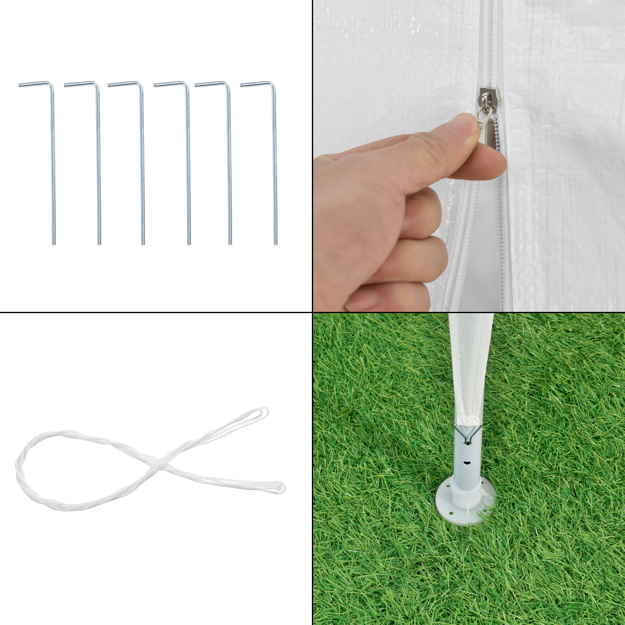 Pavilion de grădină Wedau 600x300x255 cm alb, cu 6 pereți