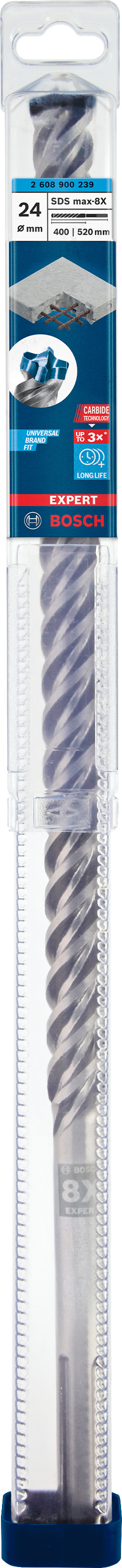 Burghiu Bosch Expert SDS Max-8X pentru beton armat, 24x400x520 mm
