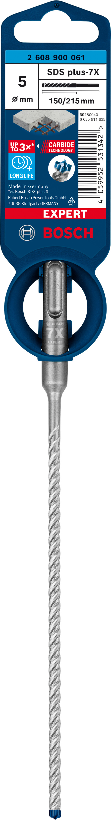Burghiu Bosch Expert SDS Plus-7X pentru beton armat, 5x150x215 mm