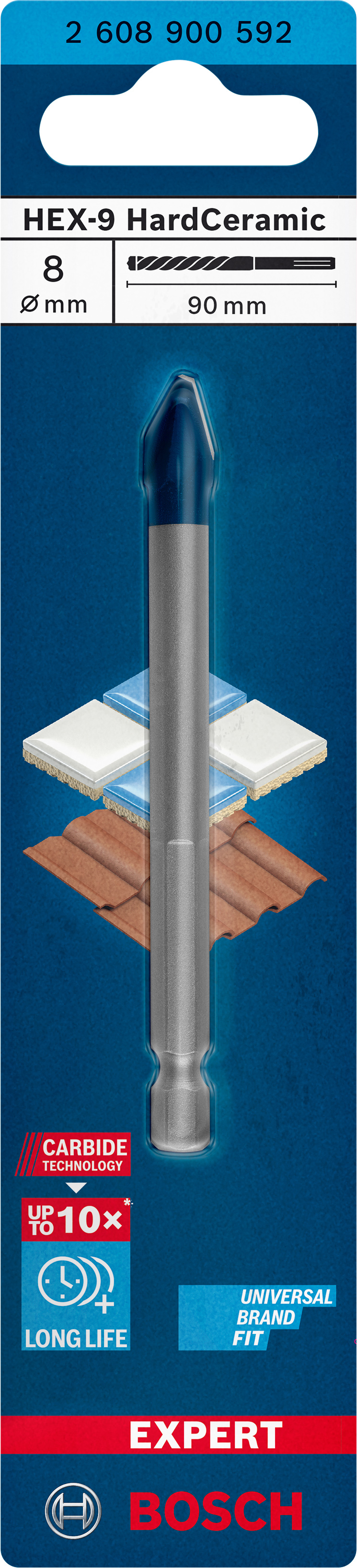 Burghiu Bosch Expert Hex-9 HardCeramic 8x90 mm pentru plăci ceramice dure