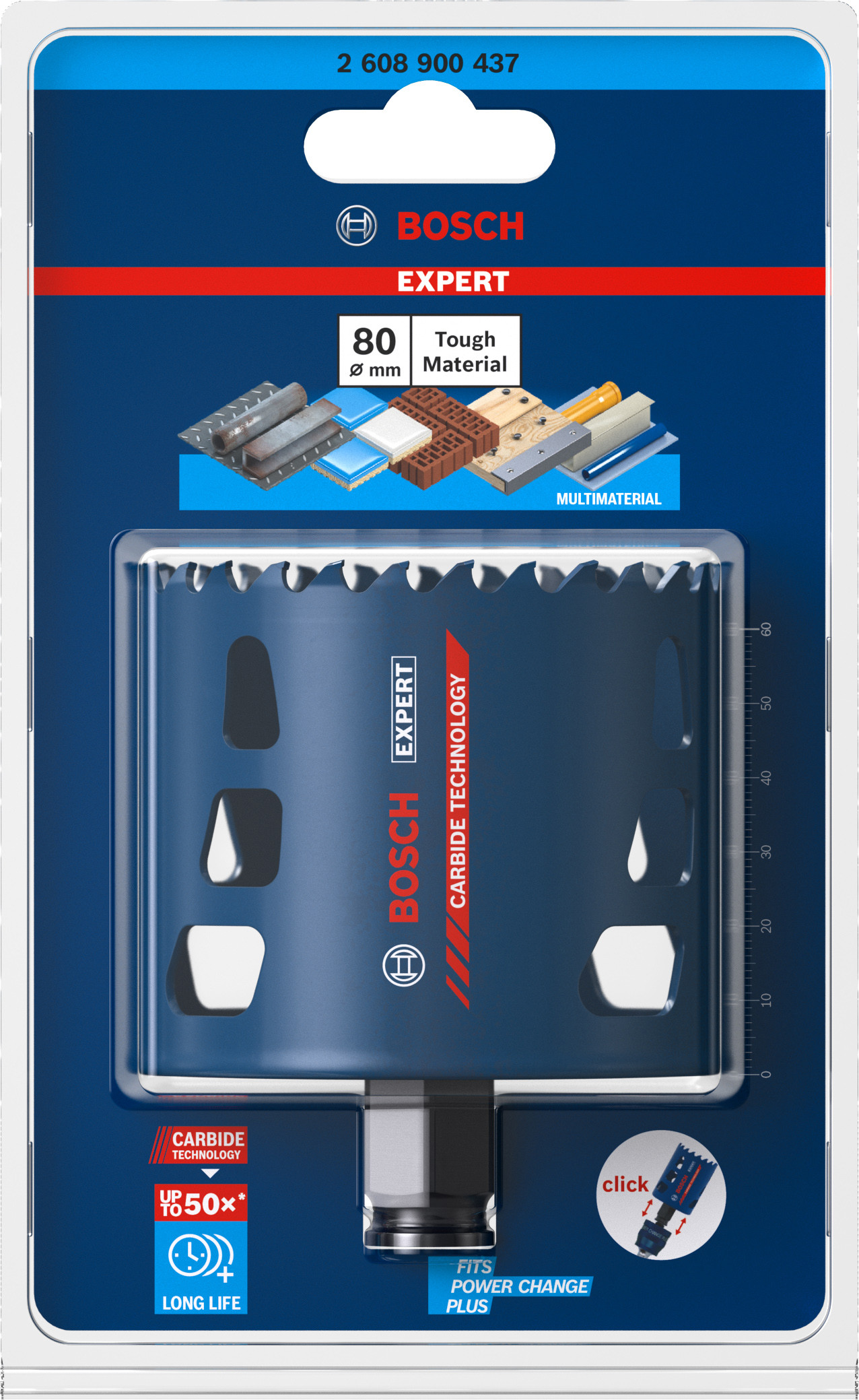 Carotă Bosch Expert Tough Material 80 mm pentru materiale multiple