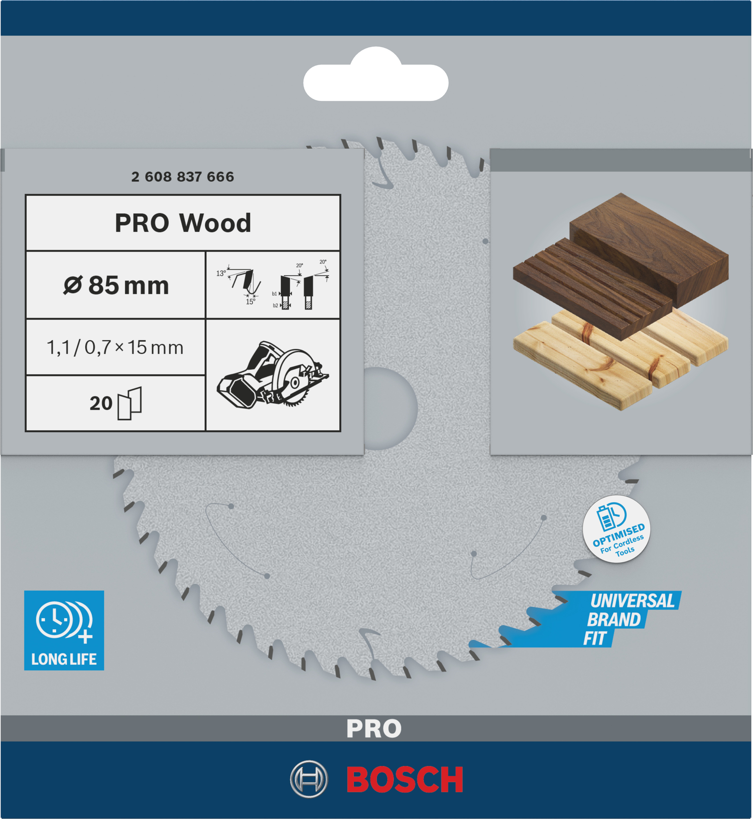Panza circulara Bosch Standard for Wood 85x15x1,1 mm T20 pentru lemn