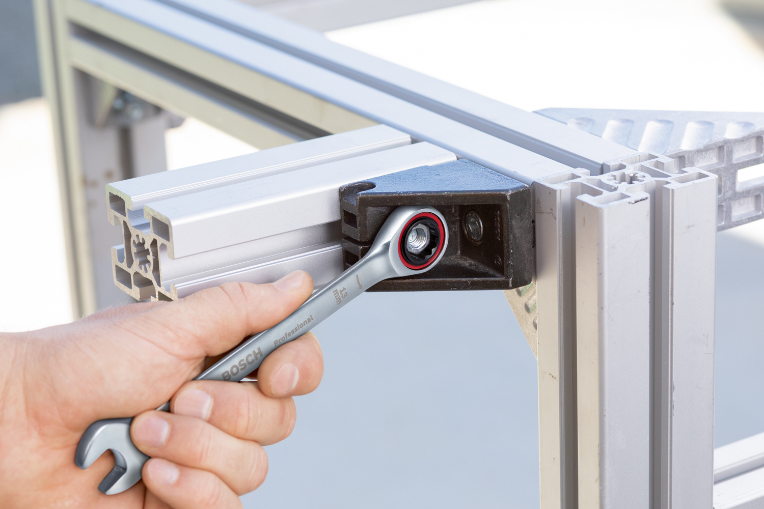 Set 5 chei combinate Bosch 8-19 mm cu clichet reversibil si husa textila