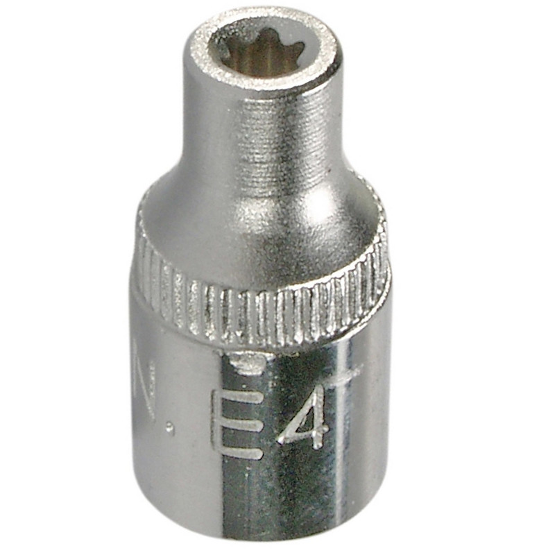 Cheie tubulară E4 cu prindere 1/4 din crom-vanadiu, 25 mm