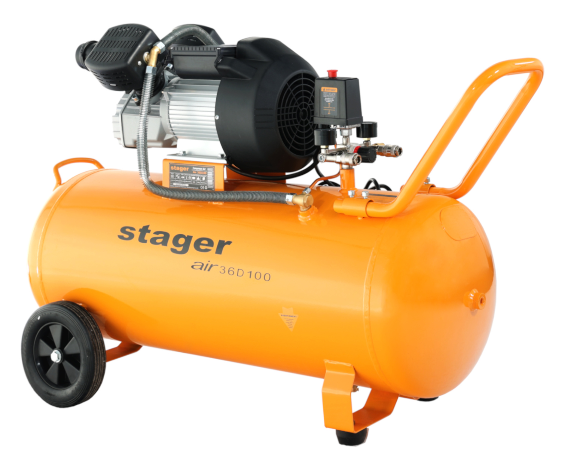 Compresor de aer Stager Air 36D100, 100L, 10 bar, 356 l/min, monofazat
