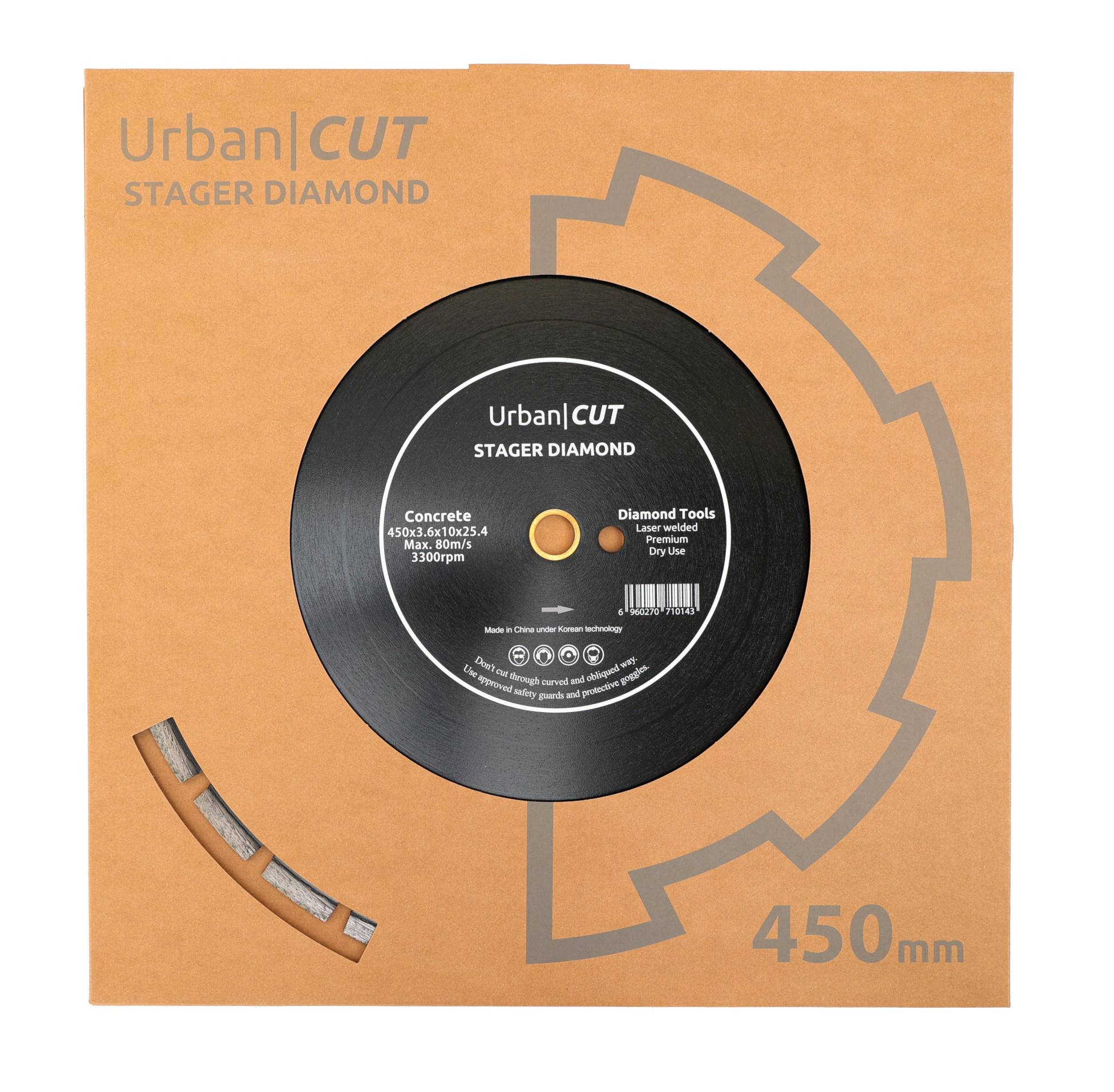 Disc diamantat segmentat Stager Urban Cut pentru beton si asfalt 450x25,4 mm