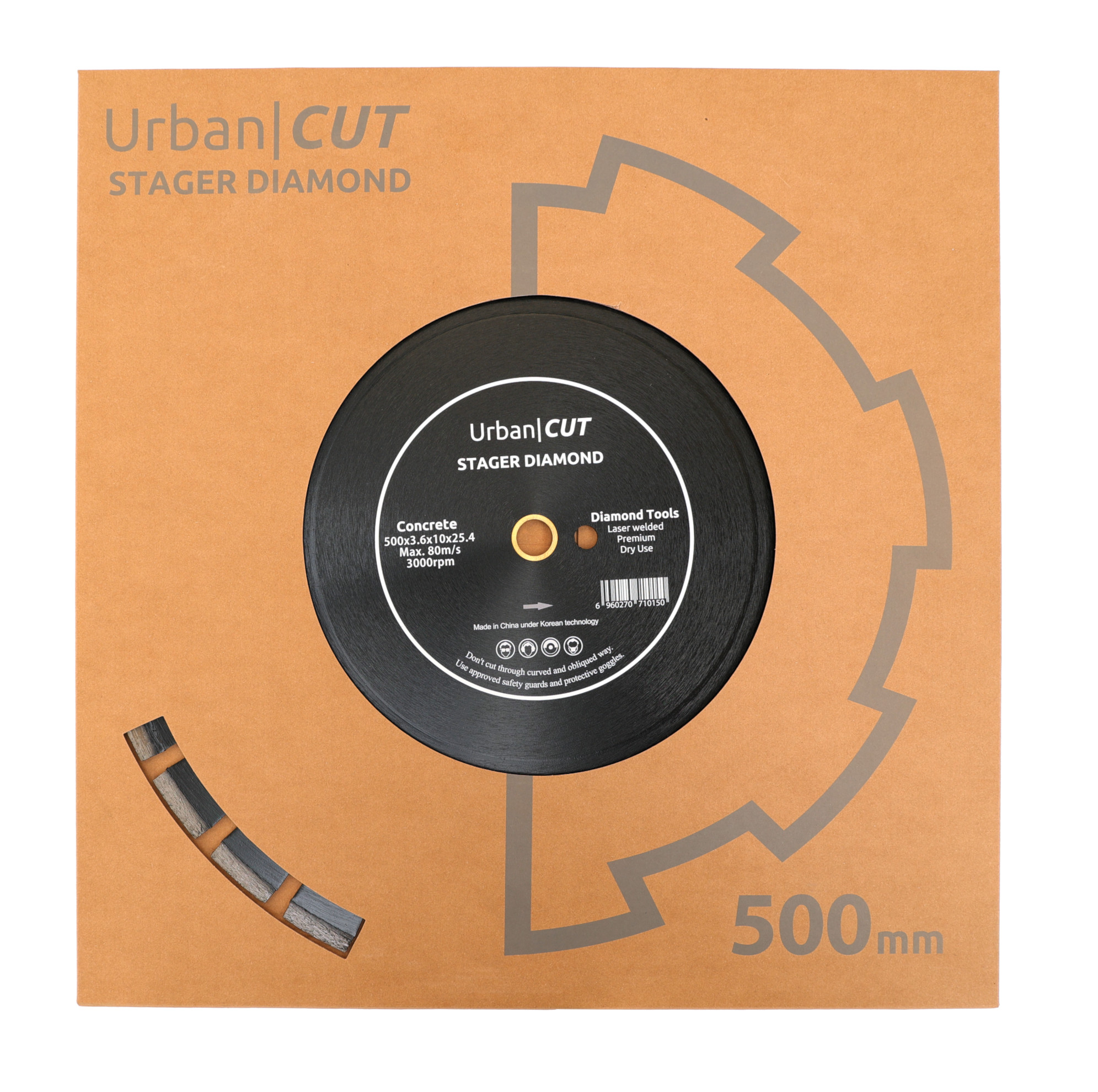 Disc diamantat segmentat Stager Urban Cut pentru beton si asfalt 500 mm