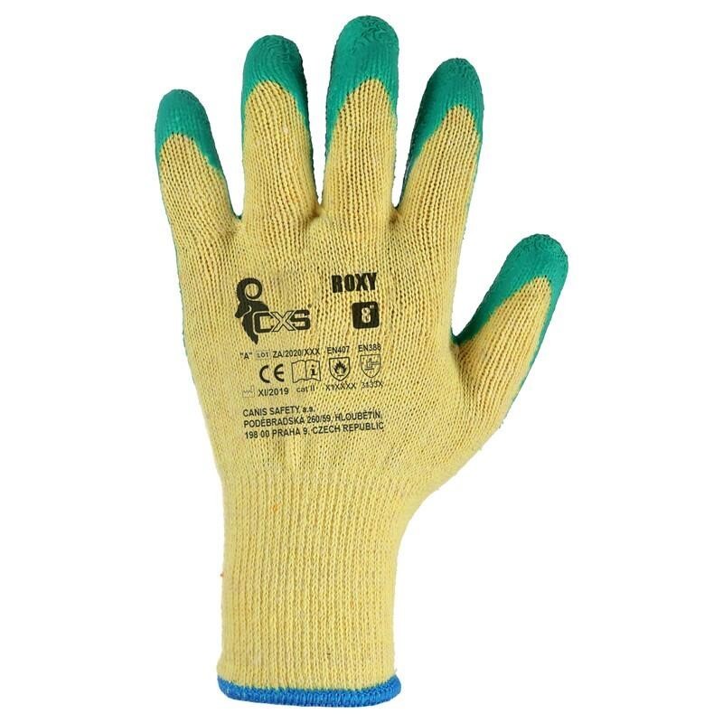 Mănuși de protecție Roxy cu latex, mărimea 10, galben-verde