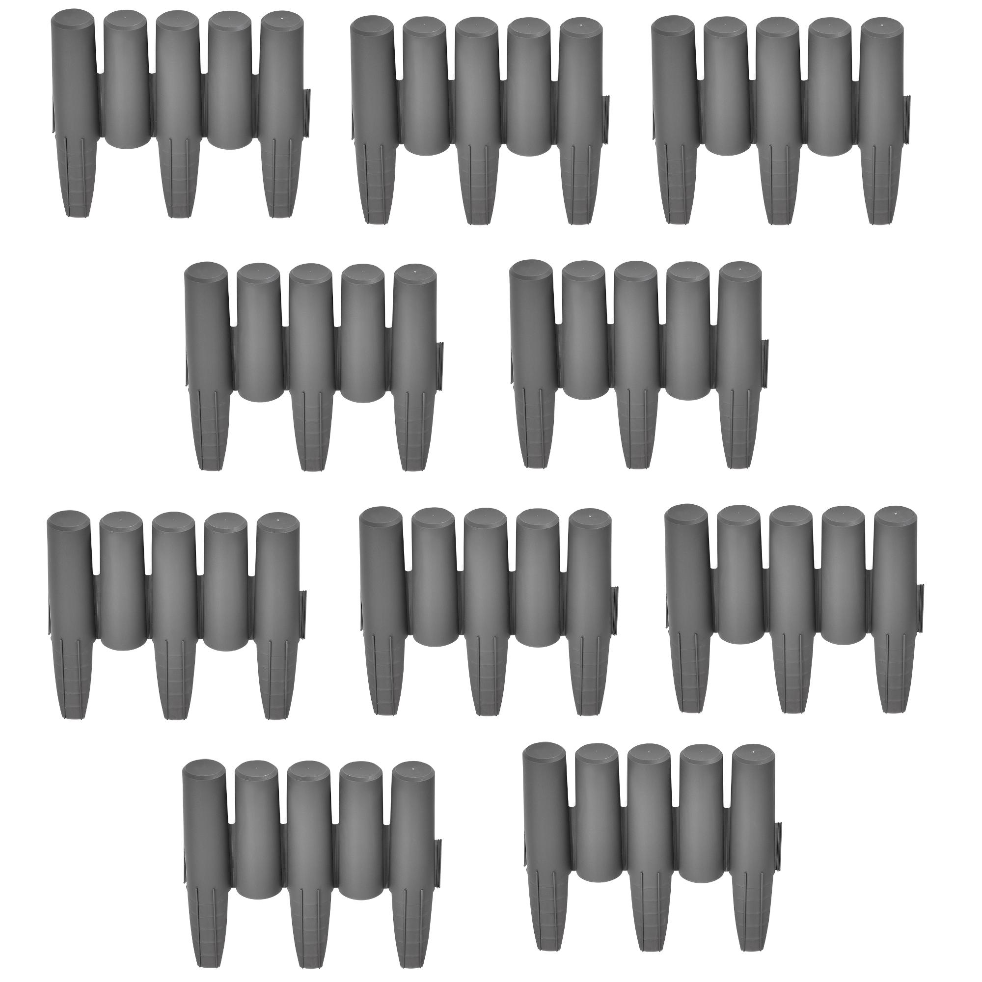 Palisadă de grădină pentru bordură, 20 piese, 540 cm, gri închis