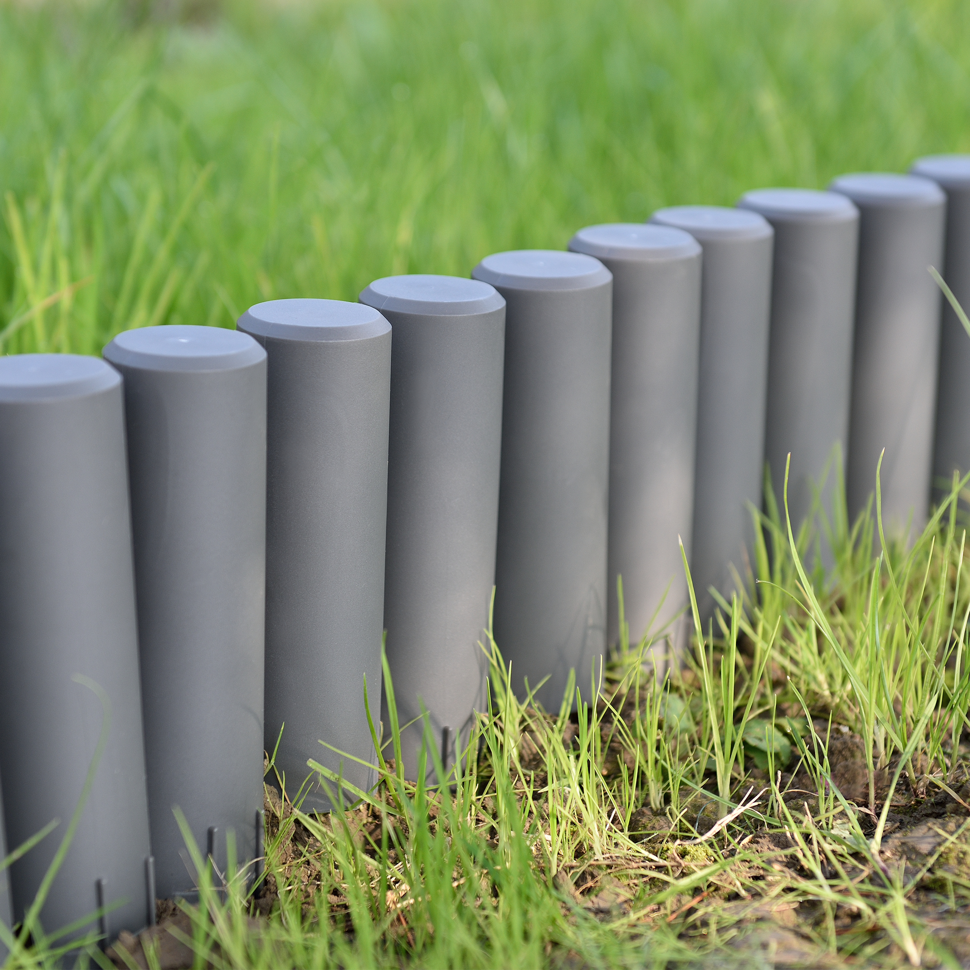 Palisadă de grădină pentru bordură, 20 piese, 540 cm, gri închis