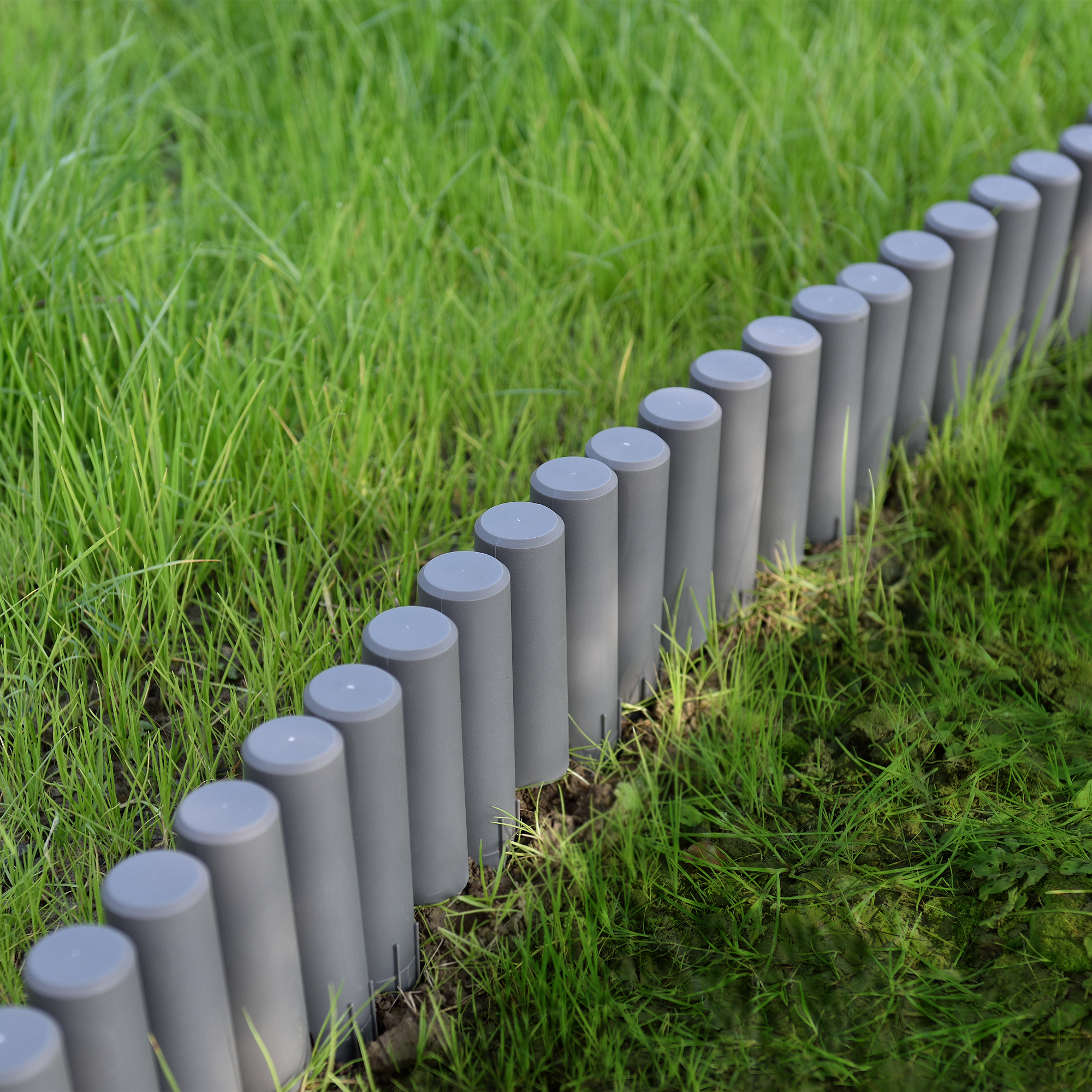 Palisadă de grădină pentru bordură, 20 piese, 540 cm, gri închis