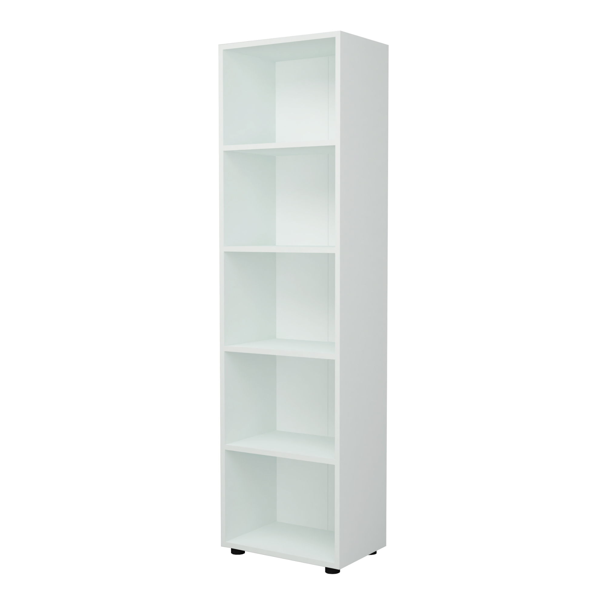 Bibliotecă albă Vara cu 5 rafturi, 178x49x30 cm, pentru living și birou