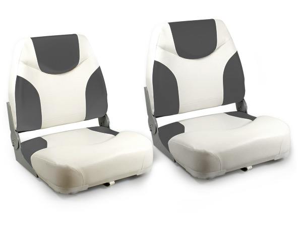 Set 2 scaune pentru barcă Scilla pliabile din piele ecologică gri/alb