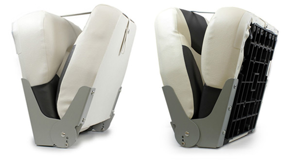 Set 2 scaune pentru barcă Scilla pliabile din piele ecologică gri/alb