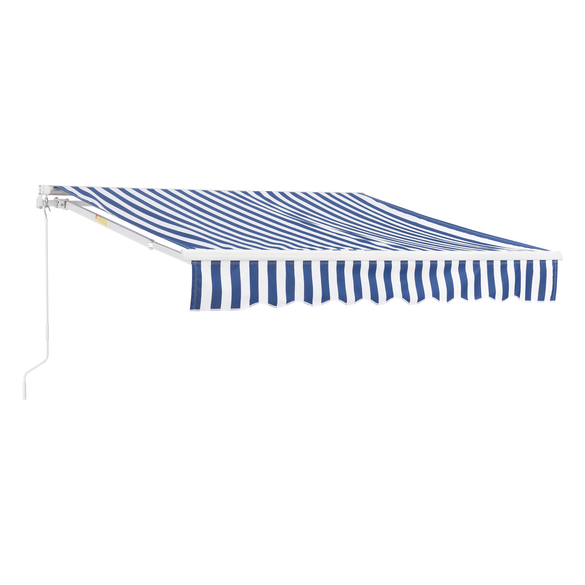 Copertină retractabilă de perete 250x200 cm, albastru/alb, cu manivelă