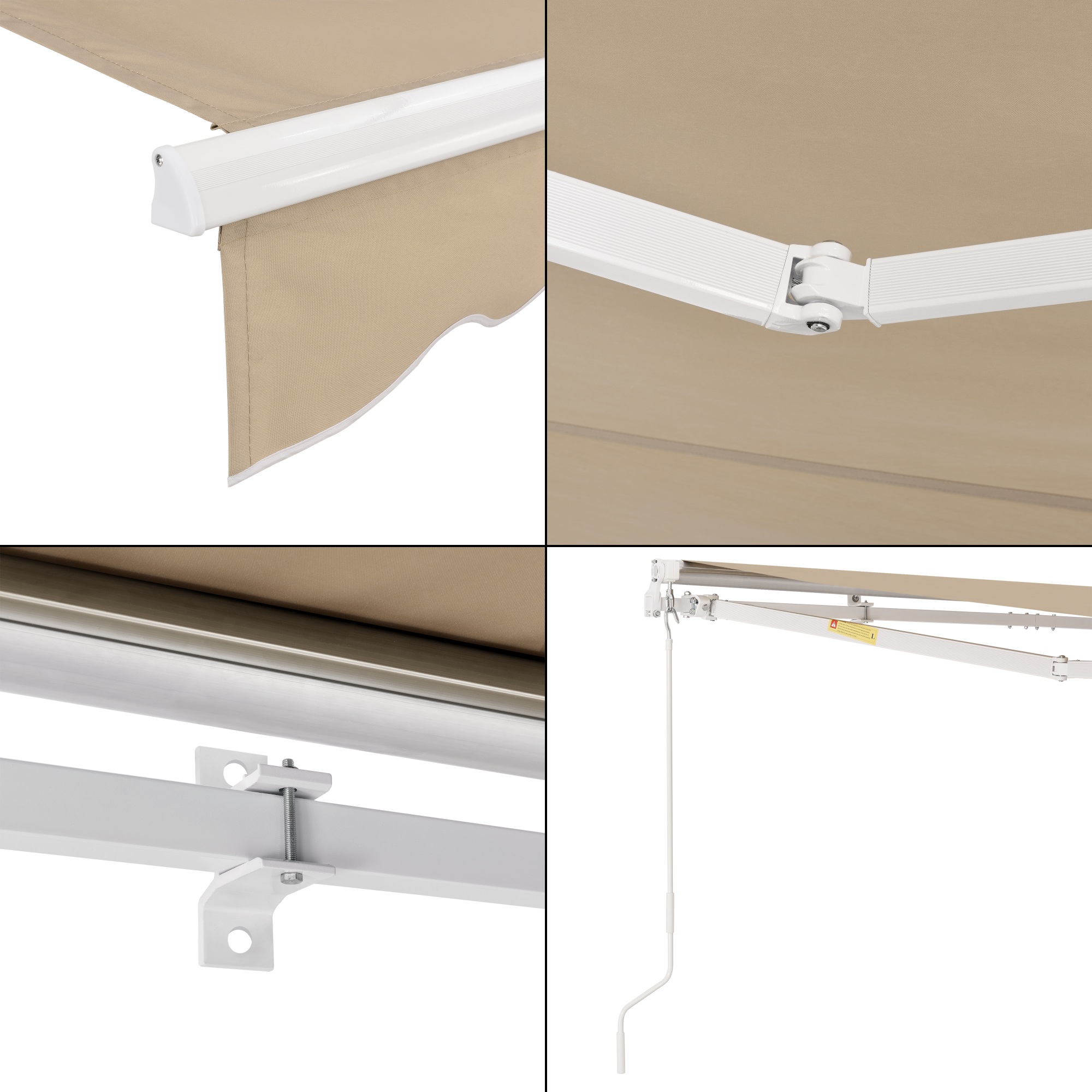 Copertină retractabilă de perete 300x250 cm bej, cu manivelă