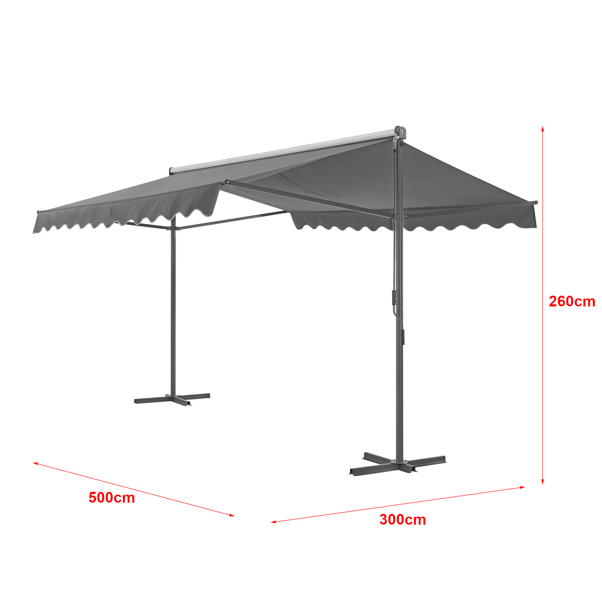 Marchiză dublă freestanding Selenizza 500x300x260 cm, gri închis